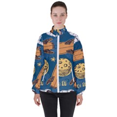 Missile Pattern Women s High Neck Windbreaker by Wegoenart