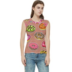 Doughnut Doodle Colorful Seamless Pattern Women s Raglan Cap Sleeve Tee by Wegoenart