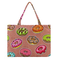 Doughnut Doodle Colorful Seamless Pattern Zipper Medium Tote Bag by Wegoenart