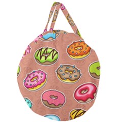 Doughnut Doodle Colorful Seamless Pattern Giant Round Zipper Tote by Wegoenart