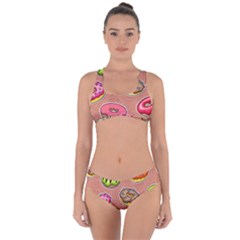 Doughnut Doodle Colorful Seamless Pattern Criss Cross Bikini Set by Wegoenart