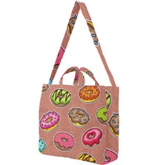 Doughnut Doodle Colorful Seamless Pattern Square Shoulder Tote Bag by Wegoenart