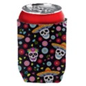 Day Dead Skull With Floral Ornament Flower Seamless Pattern Can Holder View1