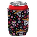 Day Dead Skull With Floral Ornament Flower Seamless Pattern Can Holder View2