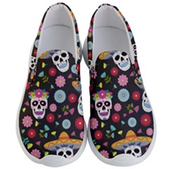 Day Dead Skull With Floral Ornament Flower Seamless Pattern Men s Lightweight Slip Ons by Wegoenart