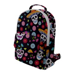 Day Dead Skull With Floral Ornament Flower Seamless Pattern Flap Pocket Backpack (large) by Wegoenart