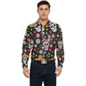 Day Dead Skull With Floral Ornament Flower Seamless Pattern Men s Long Sleeve Pocket Shirt  View1