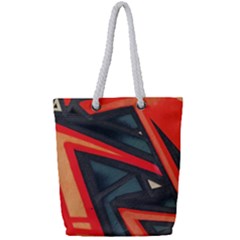 Graffiti Detail Wallpaper Texture Background Full Print Rope Handle Tote (small) by Wegoenart