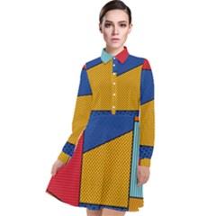 Dotted Colors Background Pop Art Style Vector Long Sleeve Chiffon Shirt Dress