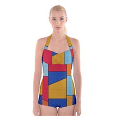 Dotted Colors Background Pop Art Style Vector Boyleg Halter Swimsuit  by Wegoenart