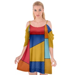 Dotted Colors Background Pop Art Style Vector Cutout Spaghetti Strap Chiffon Dress by Wegoenart