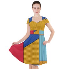 Dotted Colors Background Pop Art Style Vector Cap Sleeve Midi Dress by Wegoenart