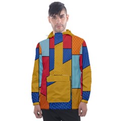 Dotted Colors Background Pop Art Style Vector Men s Front Pocket Pullover Windbreaker by Wegoenart