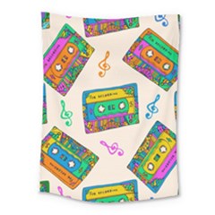 Seamless Pattern With Colorfu Cassettes Hippie Style Doodle Musical Texture Wrapping Fabric Vector Medium Tapestry by Wegoenart