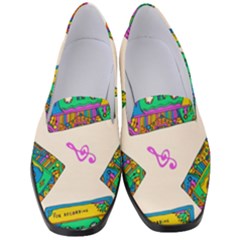 Seamless Pattern With Colorfu Cassettes Hippie Style Doodle Musical Texture Wrapping Fabric Vector Women s Classic Loafer Heels