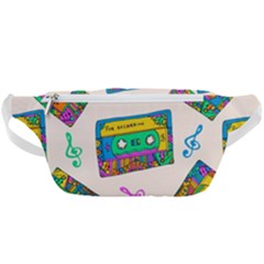 Seamless Pattern With Colorfu Cassettes Hippie Style Doodle Musical Texture Wrapping Fabric Vector Waist Bag 