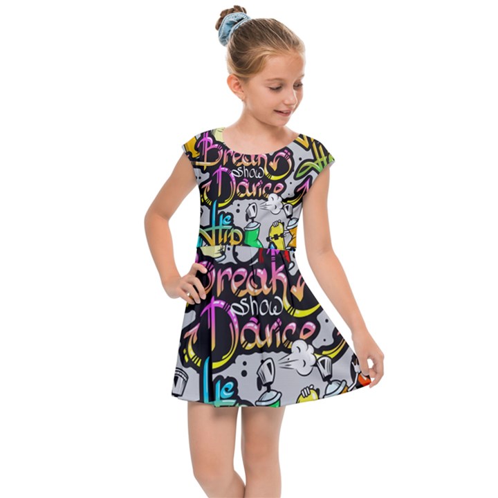 Hip Hop Background Kids  Cap Sleeve Dress