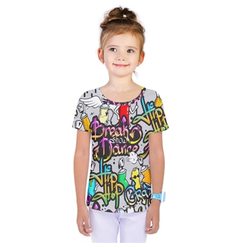 Hip Hop Background Kids  One Piece Tee by Wegoenart