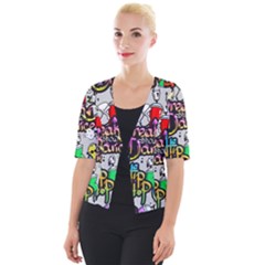 Hip Hop Background Cropped Button Cardigan by Wegoenart