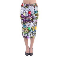 Hip Hop Background Velvet Midi Pencil Skirt by Wegoenart