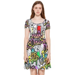 Hip Hop Background Inside Out Cap Sleeve Dress by Wegoenart