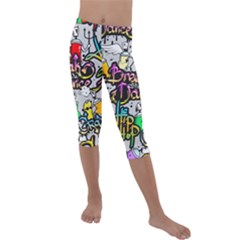 Hip Hop Background Kids  Lightweight Velour Capri Leggings 