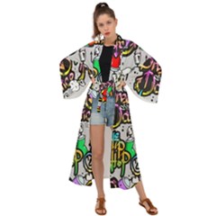 Hip Hop Background Maxi Kimono by Wegoenart