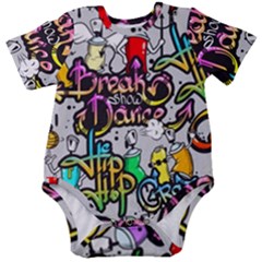 Hip Hop Background Baby Short Sleeve Onesie Bodysuit by Wegoenart