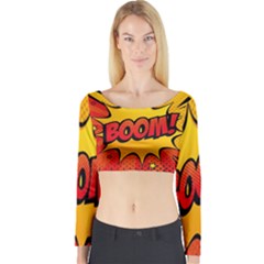 Explosion Boom Pop Art Style Long Sleeve Crop Top by Wegoenart