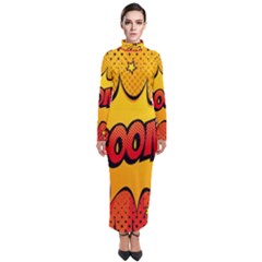 Explosion Boom Pop Art Style Turtleneck Maxi Dress by Wegoenart