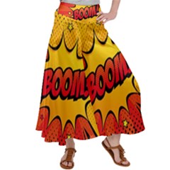 Explosion Boom Pop Art Style Satin Palazzo Pants