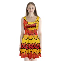 Explosion Boom Pop Art Style Split Back Mini Dress  by Wegoenart