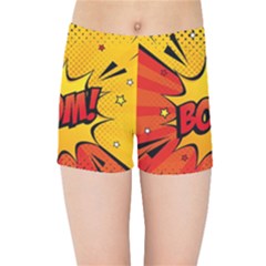 Explosion Boom Pop Art Style Kids  Sports Shorts by Wegoenart