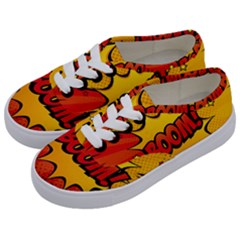 Explosion Boom Pop Art Style Kids  Classic Low Top Sneakers by Wegoenart