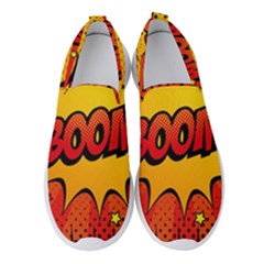 Explosion Boom Pop Art Style Women s Slip On Sneakers by Wegoenart