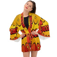 Explosion Boom Pop Art Style Long Sleeve Kimono by Wegoenart