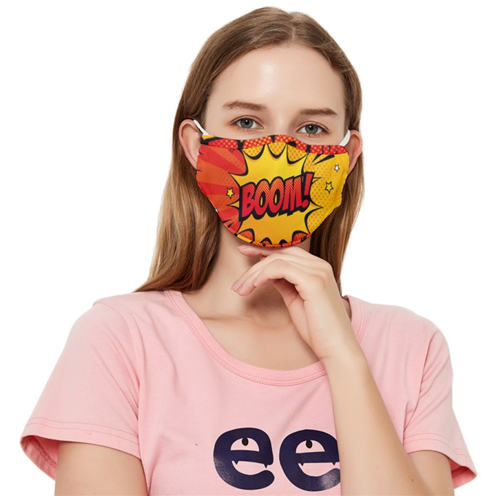 Explosion Boom Pop Art Style Fitted Cloth Face Mask (Adult)