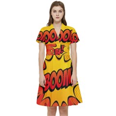 Explosion Boom Pop Art Style Short Sleeve Waist Detail Dress by Wegoenart