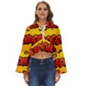 Explosion Boom Pop Art Style Boho Long Bell Sleeve Top View1