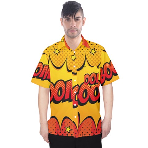 Explosion Boom Pop Art Style Men s Hawaii Shirt by Wegoenart