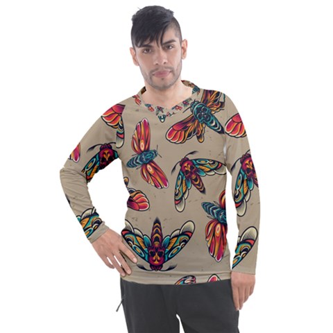 Tattoos Colorful Seamless Pattern Men s Pique Long Sleeve Tee by Wegoenart