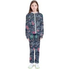 Japanese Wave Koi Illustration Seamless Pattern Kids  Tracksuit