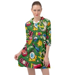 Pop Art Colorful Seamless Pattern Mini Skater Shirt Dress by Wegoenart