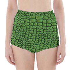 Seamless Pattern Crocodile Leather High-waisted Bikini Bottoms by Wegoenart