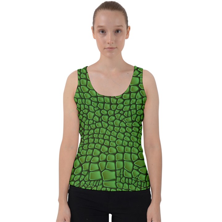 Seamless Pattern Crocodile Leather Velvet Tank Top