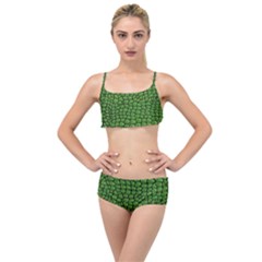 Seamless Pattern Crocodile Leather Layered Top Bikini Set by Wegoenart