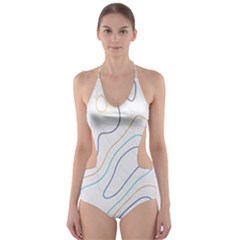 Abstract Colorful Topographic Map Design Vector Cut-out One Piece Swimsuit by Wegoenart