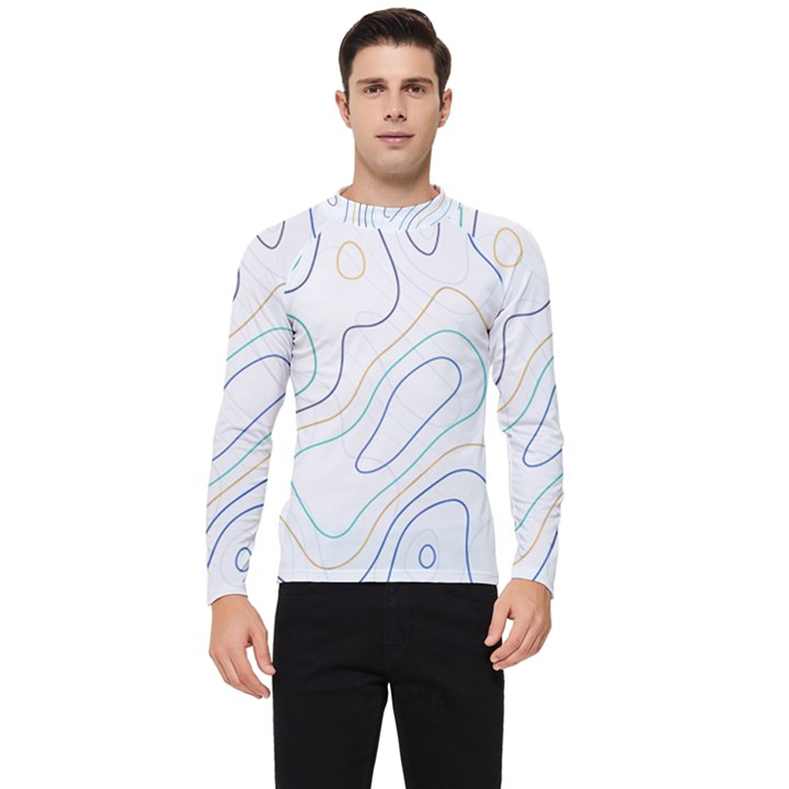 Abstract Colorful Topographic Map Design Vector Men s Long Sleeve Rash Guard