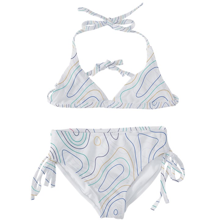 Abstract Colorful Topographic Map Design Vector Kids  Classic Bikini Set