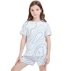 Abstract Colorful Topographic Map Design Vector Kids  Tee And Sports Shorts Set by Wegoenart